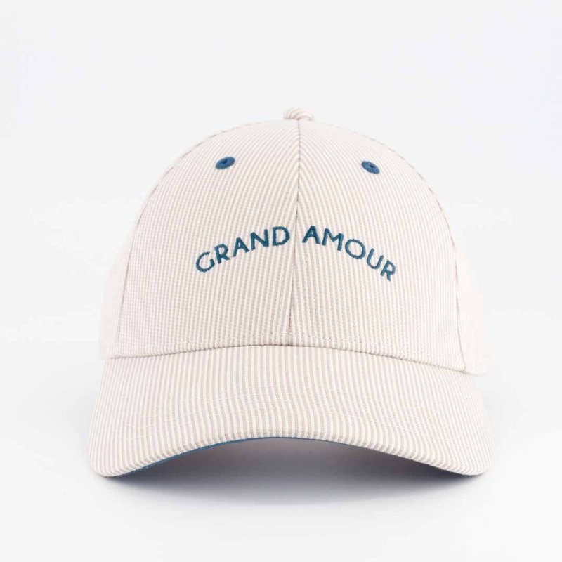 Casquette adulte Grand Amour Beige Stripes Chamaye face