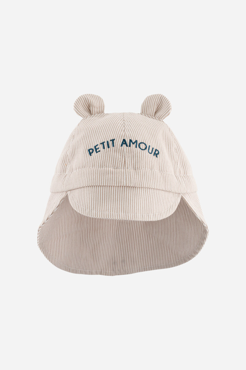 Chapeau bébé Petit Amour Beige Stripes CHAMAYE face