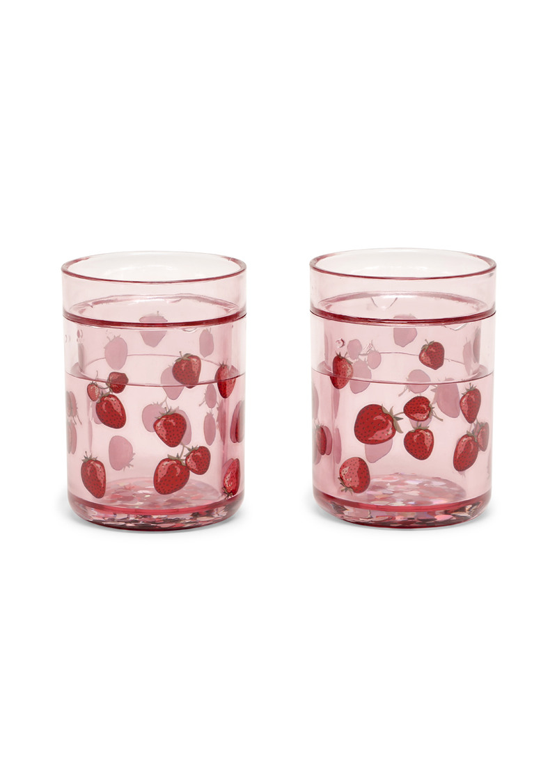 Lot de 2 tasses pailletés Fraise Konges Slojd face