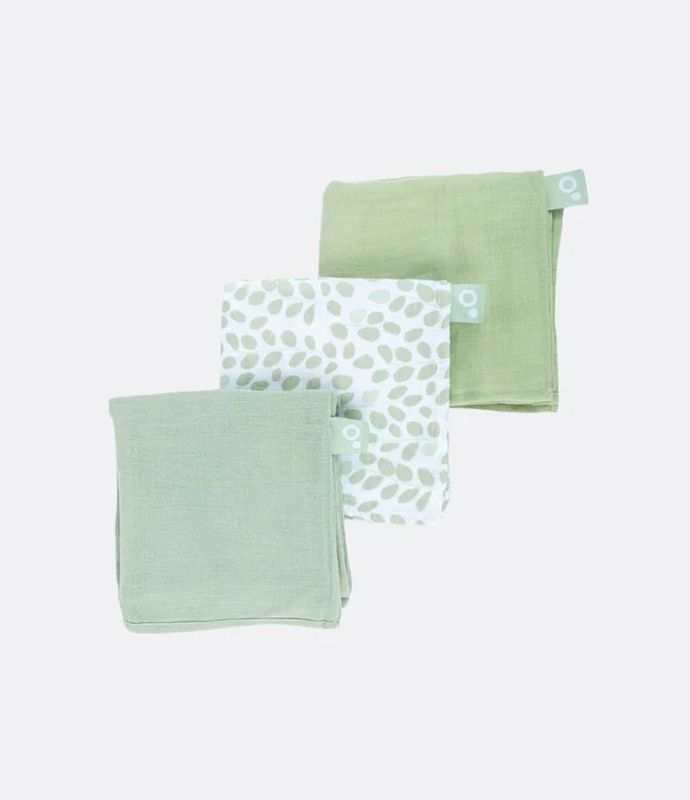 Lot de 3 langes gaze de coton Lovely Mini Leaves Green Babymoov produit